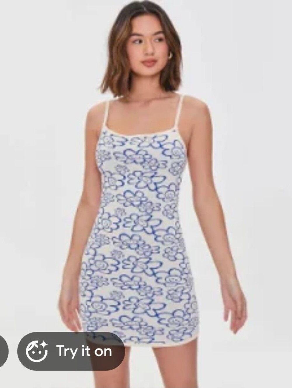 Forever 21 Bodycon Dress with Blue Smiley Floral Print